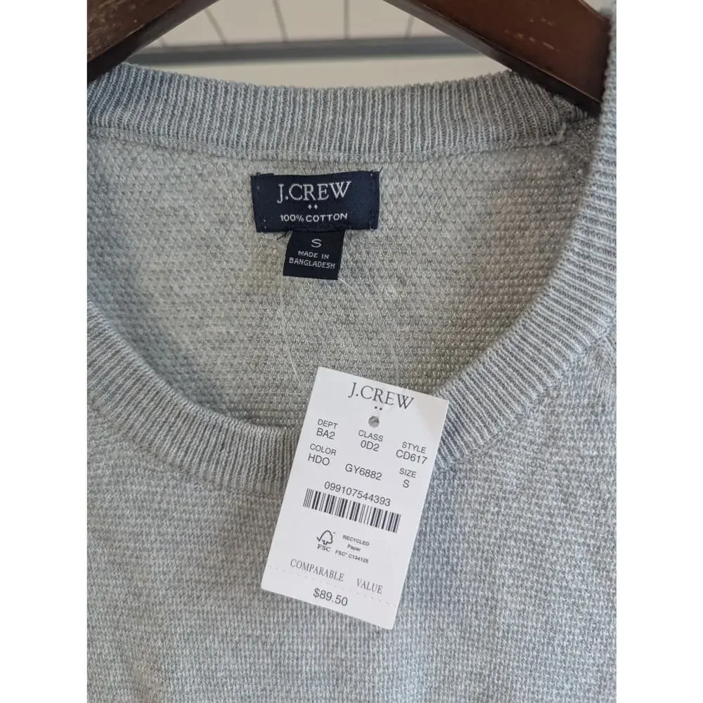 NWT J.Crew Factory Men's 100% Crewneck Sweater Gray Size S CD617